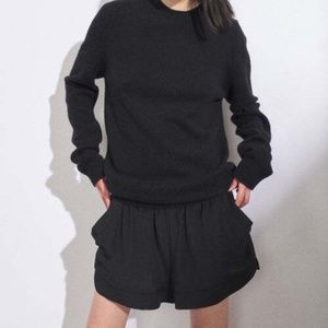 RAEY Black 100% Silk Elasticized Waist Shorts XL Pockets!